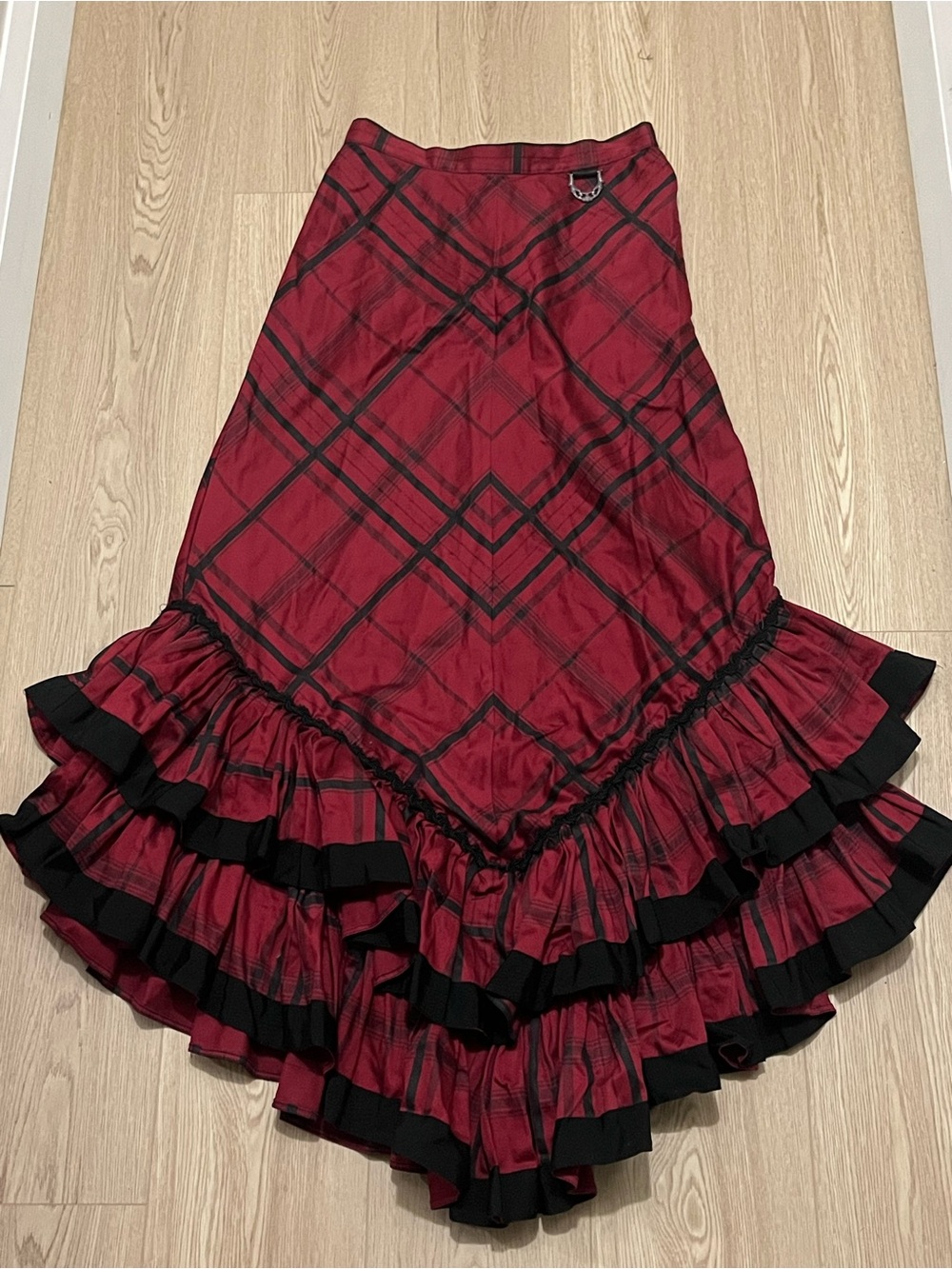 RARE VINTAGE Lip Service Step In Time Westing Manor Red Plaid Sateen Skirt, M